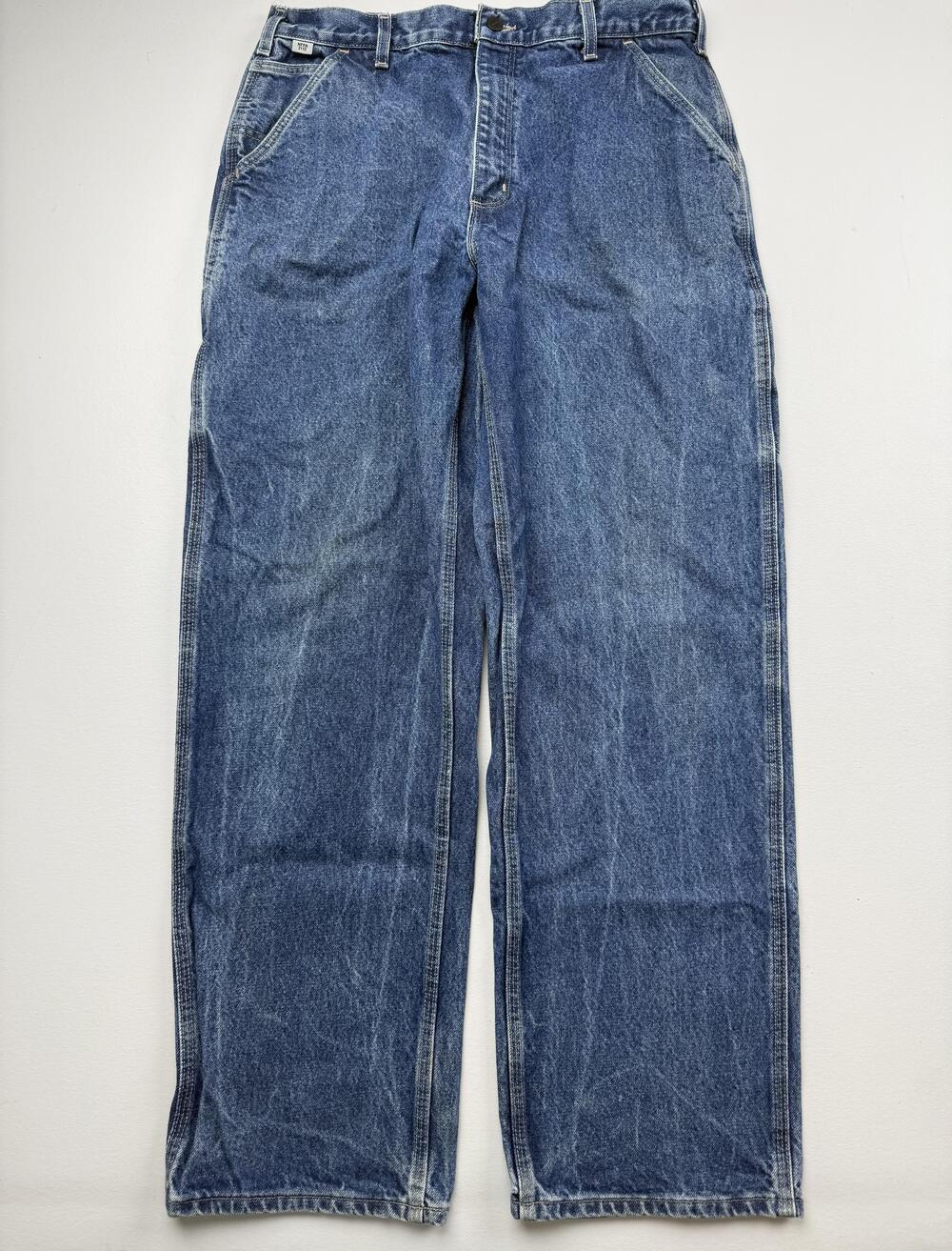 Carhartt FR Jeans Mens 36x34 Blue Med Wash Denim Classic Straight Work NFPA